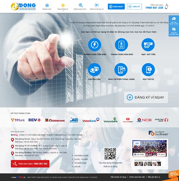 Website giới thiệu dịch vụ Ví điện tử eDong