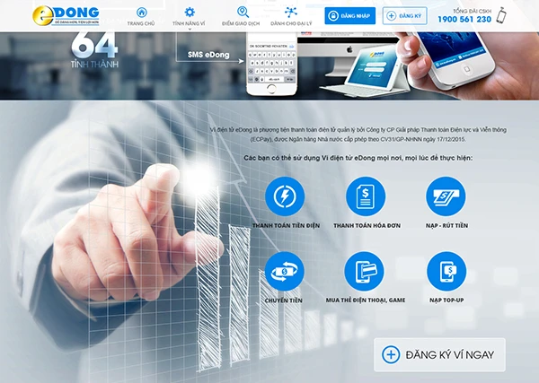 Website giới thiệu dịch vụ Ví điện tử eDong