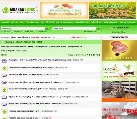 Thiết kế website Diễn đàn rao vặt - quảng cáo trong lĩnh vực Y Dược