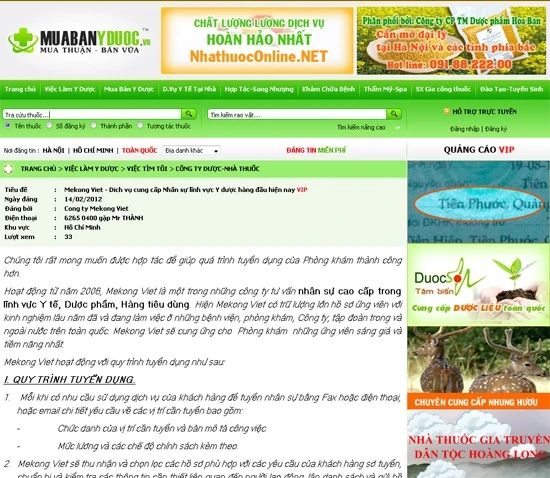 Thiết kế website Diễn đàn rao vặt - quảng cáo trong lĩnh vực Y Dược