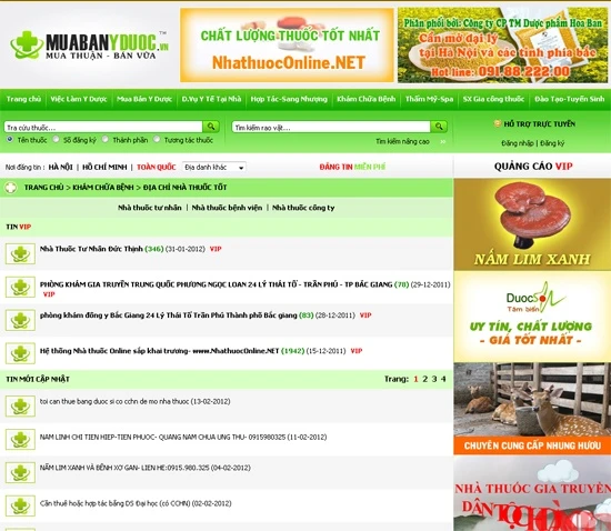 Thiết kế website Diễn đàn rao vặt - quảng cáo trong lĩnh vực Y Dược