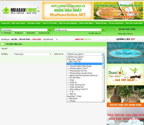 Thiết kế website Diễn đàn rao vặt - quảng cáo trong lĩnh vực Y Dược