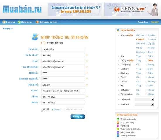Thiết kế website Muaban.ru
