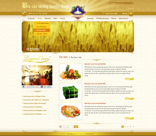 Thiết kế website Nhà hàng Leegend Beer