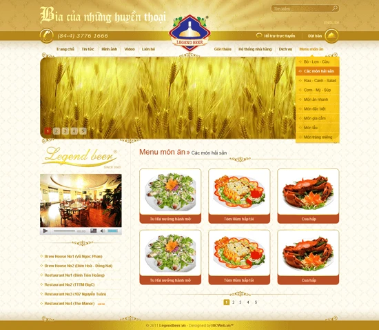 Thiết kế website Nhà hàng Leegend Beer